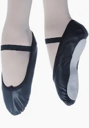 Black Leather Ballet Shoes