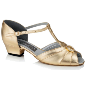 Garnet Ladies Ballroom & Latin Dance Shoe  - Gold PU - 1.5 " Heel by Freed of London