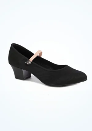 Freed of London RAD Cuban Heel Canvas Character Shoe  - Black