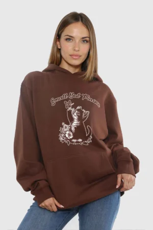 cat hoodie chocolae fudge Unisex 280GSM Blended Small But Furious Cat Printed Hoodie