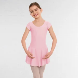 q15 Skirted Cap Sleeve Leotard (Matt Nylon) Pink